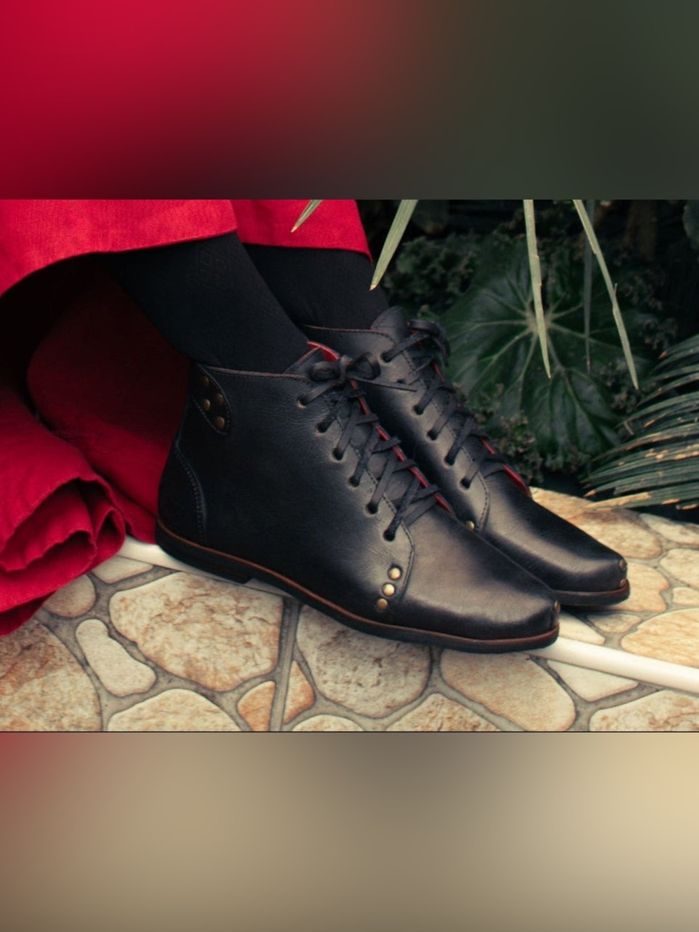 Caboclo Leo Black Leather Lace-Up Ankle Booties Size 7.5